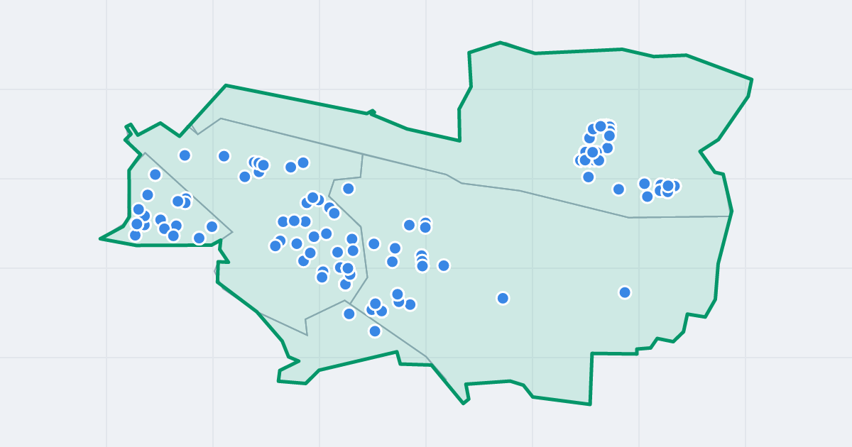 Mapa dzielnicy Bieżanów-Prokocim: granica, osiedla i flipy