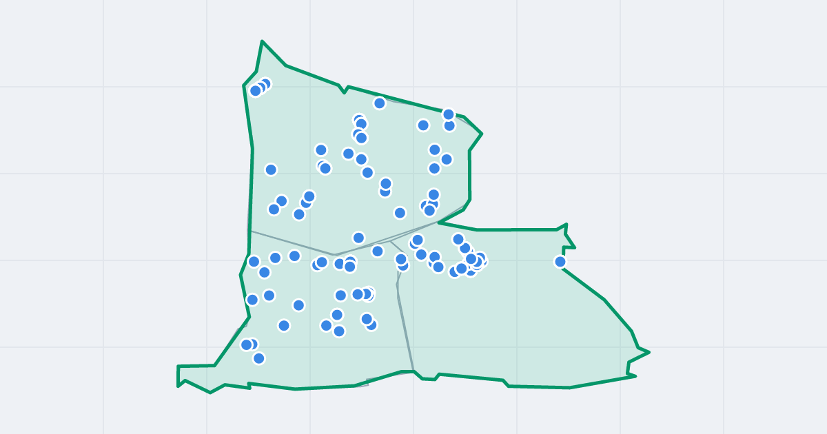 Mapa dzielnicy Podgórze Duchackie: granica, osiedla i flipy