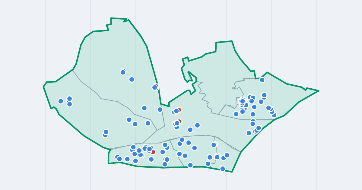 Mapa dzielnicy Prądnik Biały: granica, osiedla i flipy