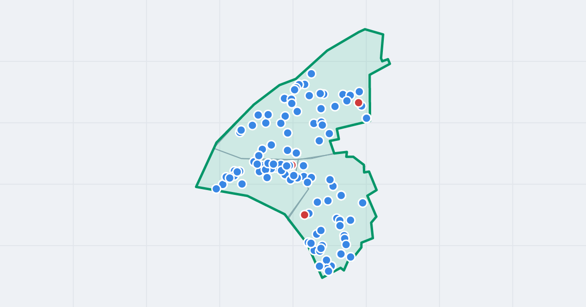 Mapa dzielnicy Prądnik Czerwony: granica, osiedla i flipy