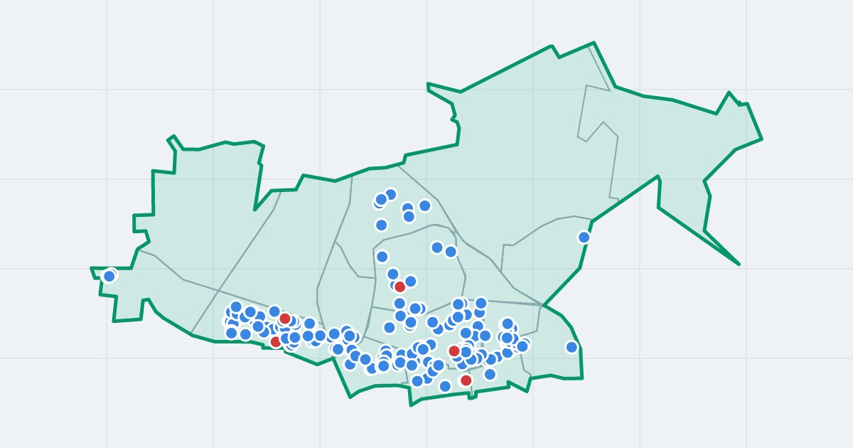 Mapa dzielnicy Łódź-Bałuty: granica, osiedla i flipy