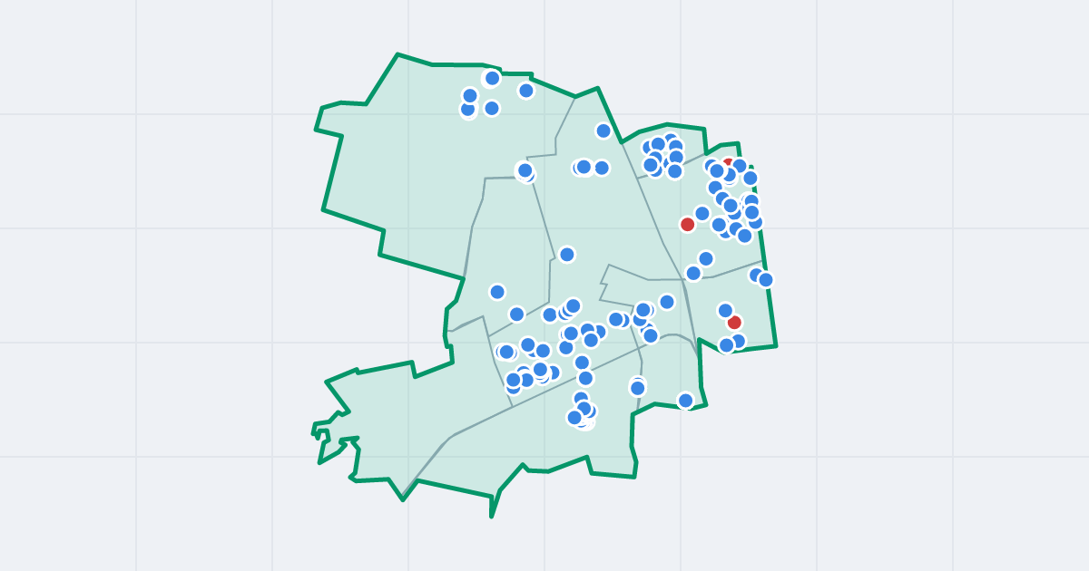 Mapa dzielnicy Łódź-Polesie: granica, osiedla i flipy