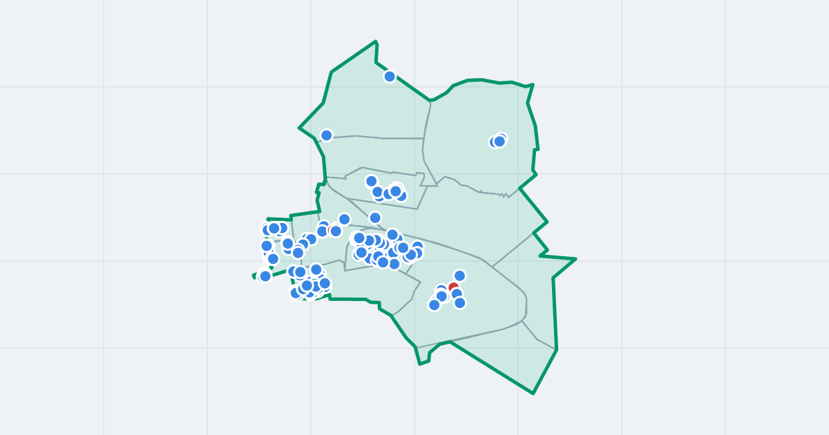 Mapa dzielnicy Łódź-Widzew: granica, osiedla i flipy