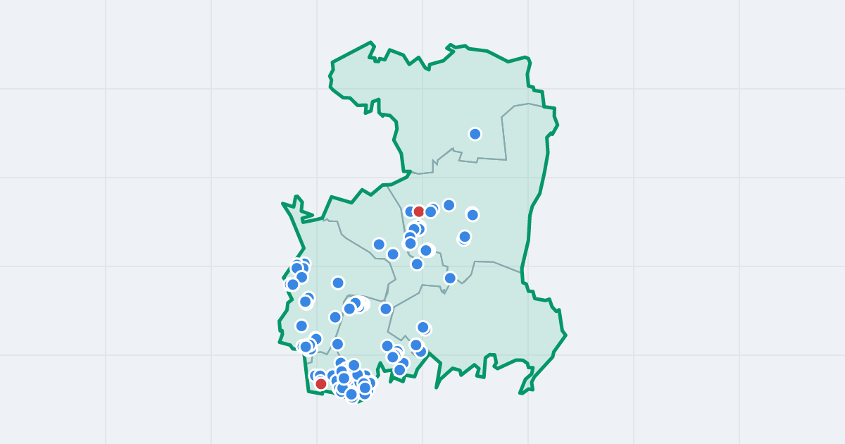 Mapa dzielnicy Północ: granica, osiedla i flipy