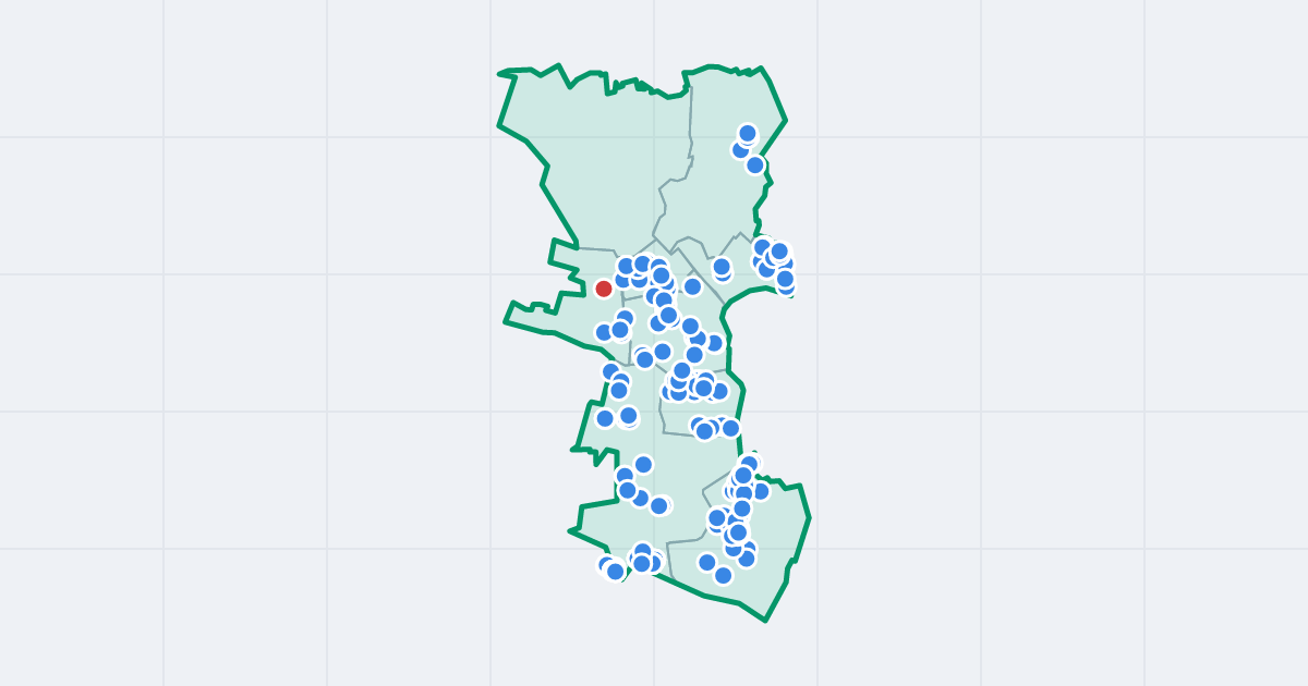 Mapa dzielnicy Zachód: granica, osiedla i flipy