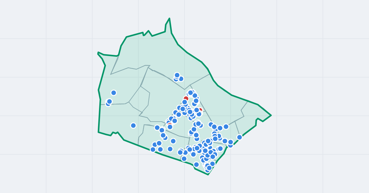 Mapa dzielnicy Bielany: granica, osiedla i flipy