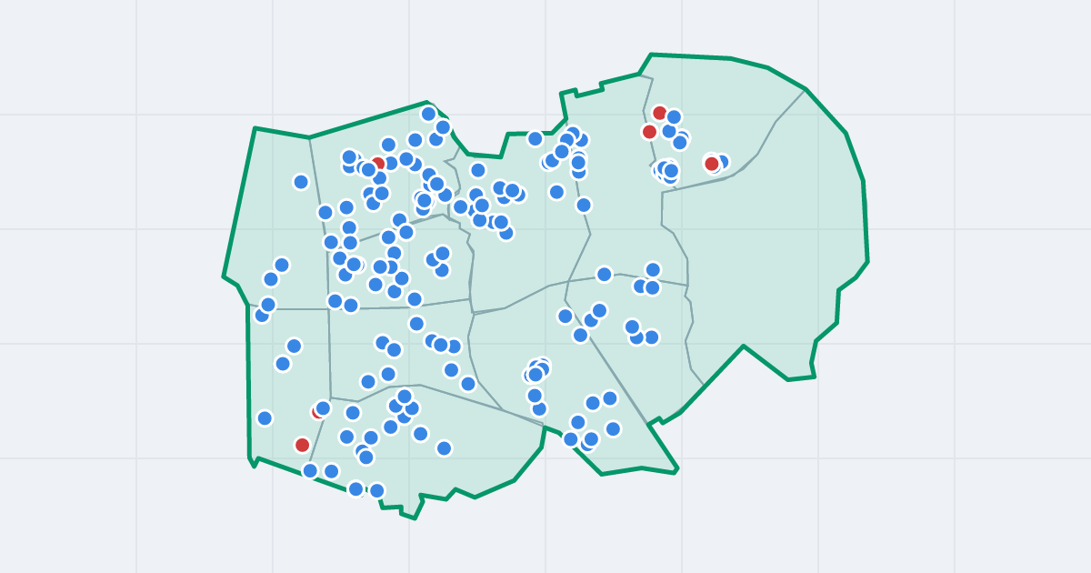 Mapa dzielnicy Mokotów: granica, osiedla i flipy