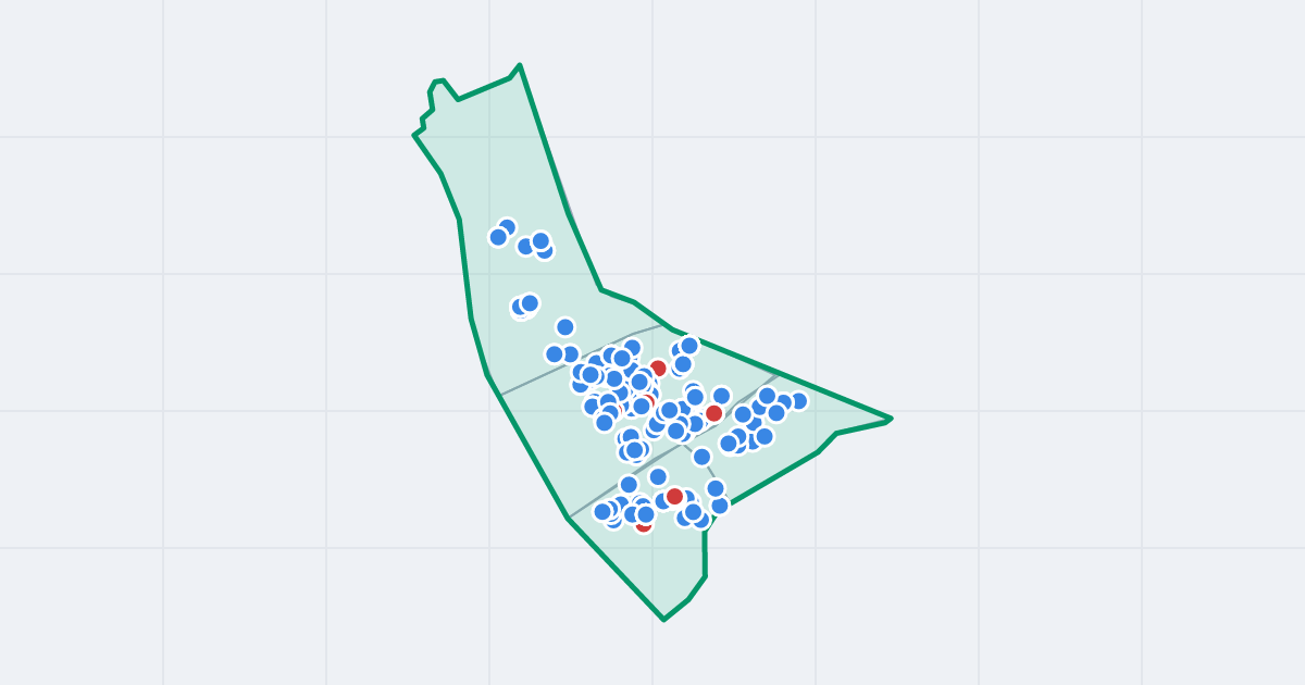Mapa dzielnicy Praga-Północ: granica, osiedla i flipy