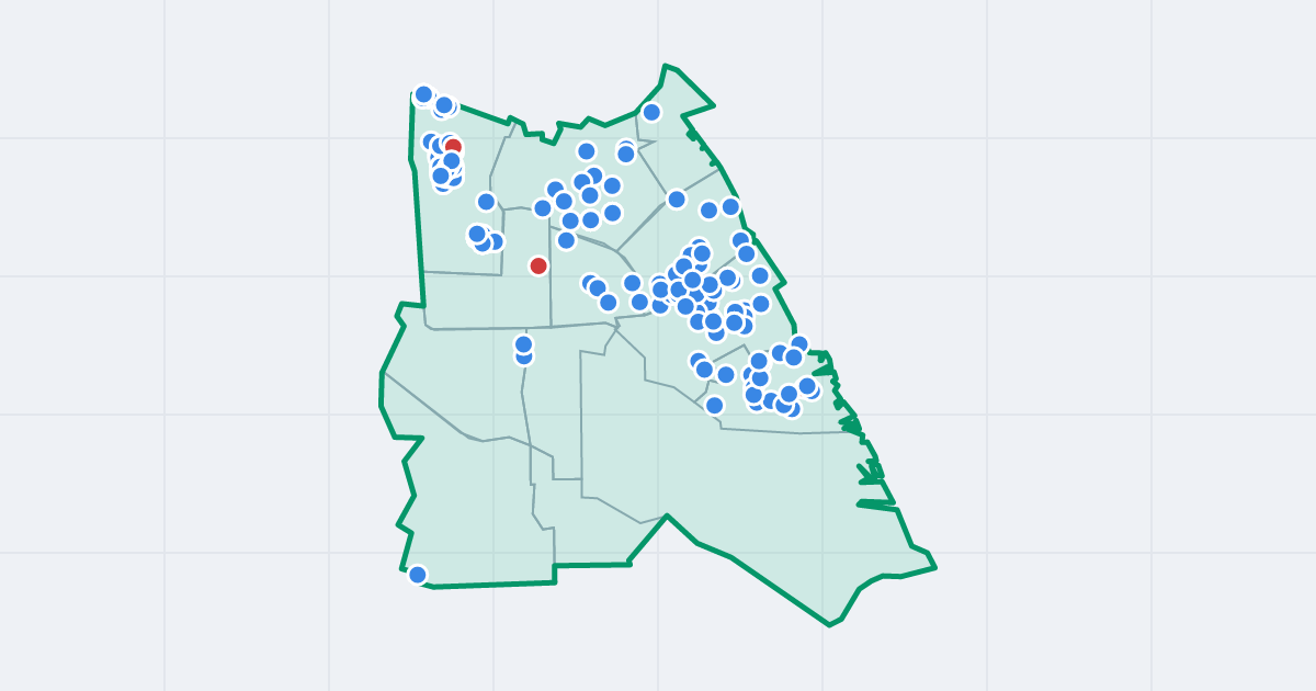 Mapa dzielnicy Ursynów: granica, osiedla i flipy