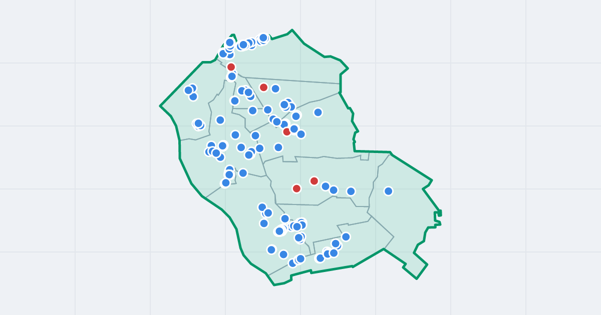 Mapa dzielnicy Wawer: granica, osiedla i flipy
