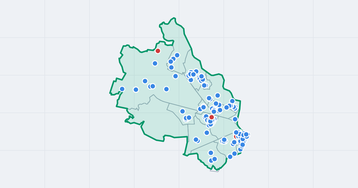 Mapa dzielnicy Fabryczna: granica, osiedla i flipy