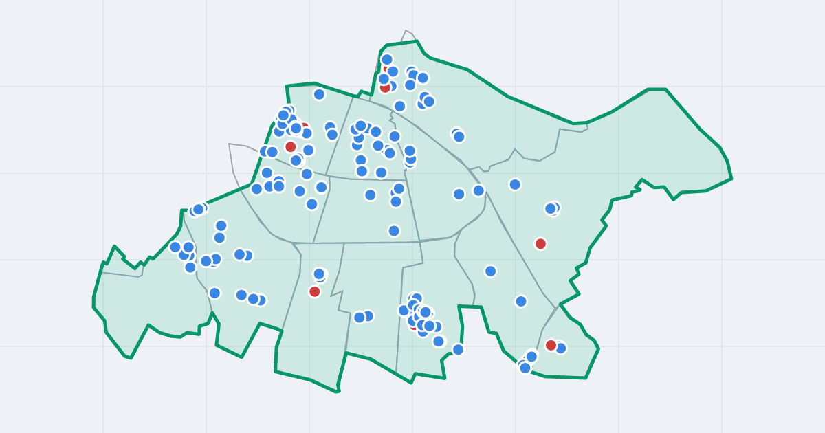 Mapa dzielnicy Krzyki: granica, osiedla i flipy